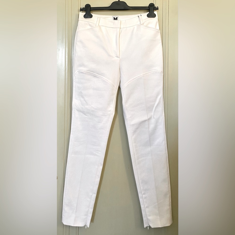 M Missoni Ankle Zip Straight Leg Pants White Sz 40 IT/4 US *NWT*
